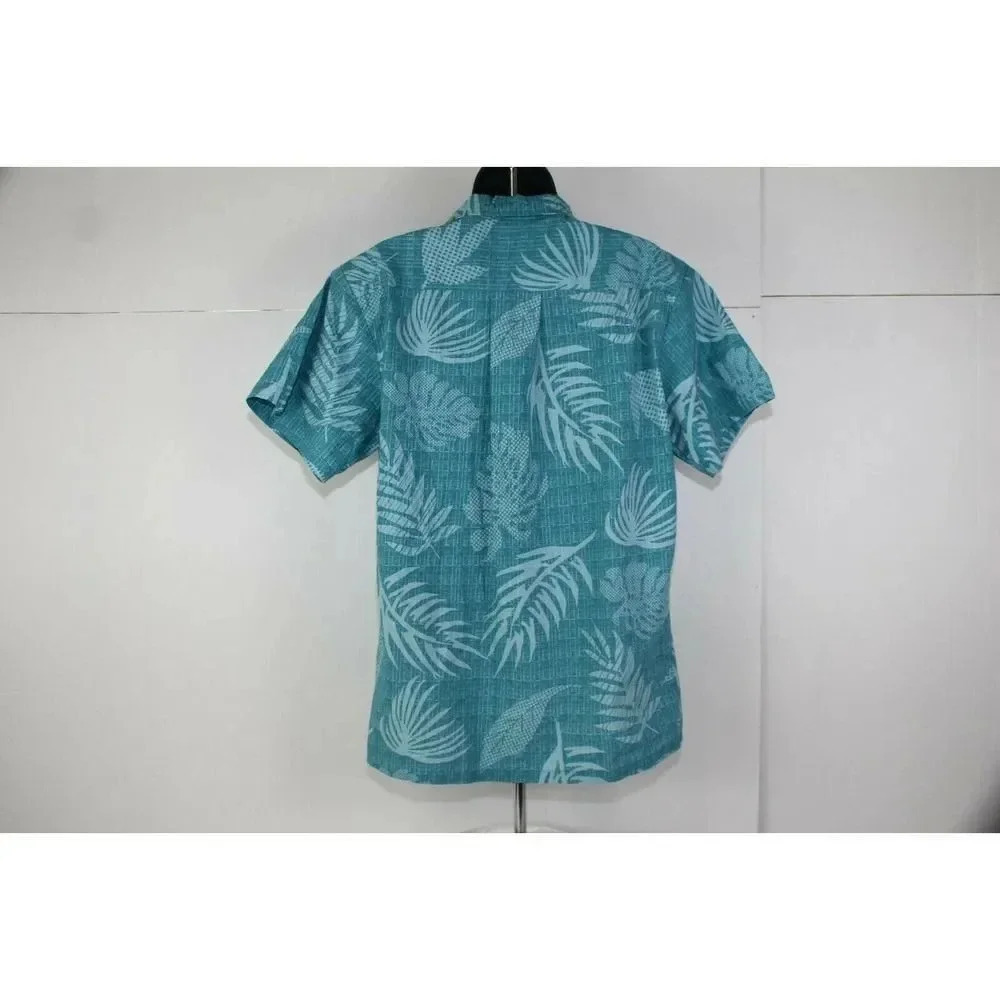 Palmwave Hawaii Cotton Floral Green Button Down Mens Shirt Size Small - Picture 4 of 6